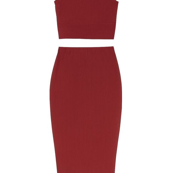 🍷 GUESS Burgundy Ribbed 2-Piece Set | Small - Picture 2 of 7